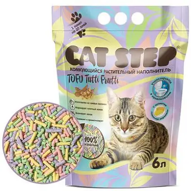 Cat Step Tutti Frutti наполнитель для кошек комкующийся растительный